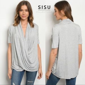 KIERA DRAPE FRONT TEE - GREY